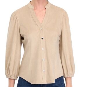 Philosophy Cream Puff Sleeve Snap-Front Top NWT